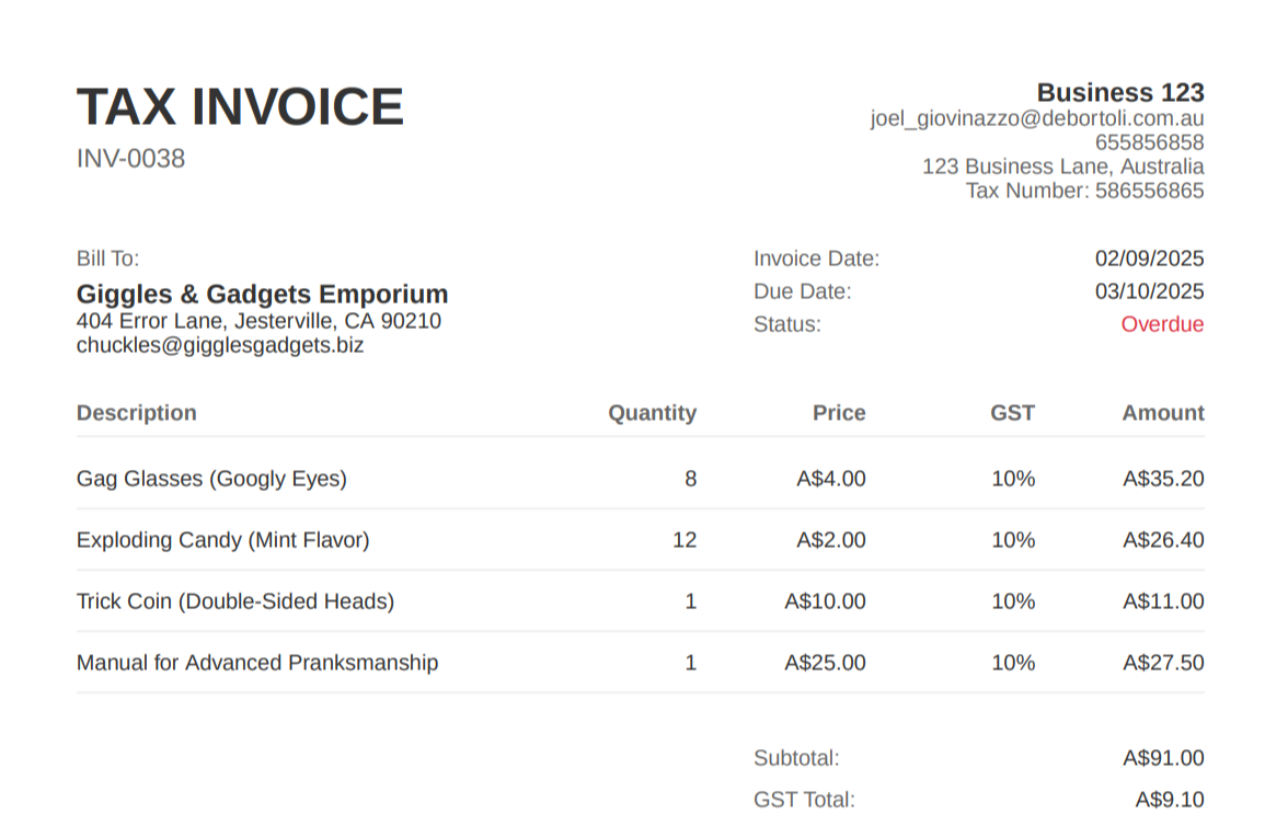 Professional PDF invoice with clean layout and branding